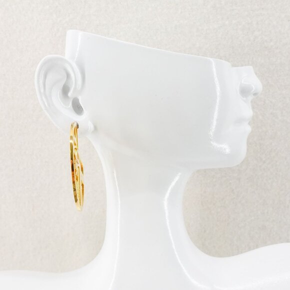 Tory Burch Chevron Cutout Hoop Earrings Gold OS - Picture 7 of 10